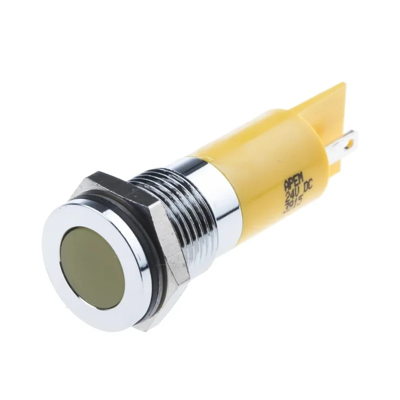 RS PRO Yellow Panel Mount Indicator 24V DC 20mA Solder Tab Termination IP67 Flush Bezel 703-8831