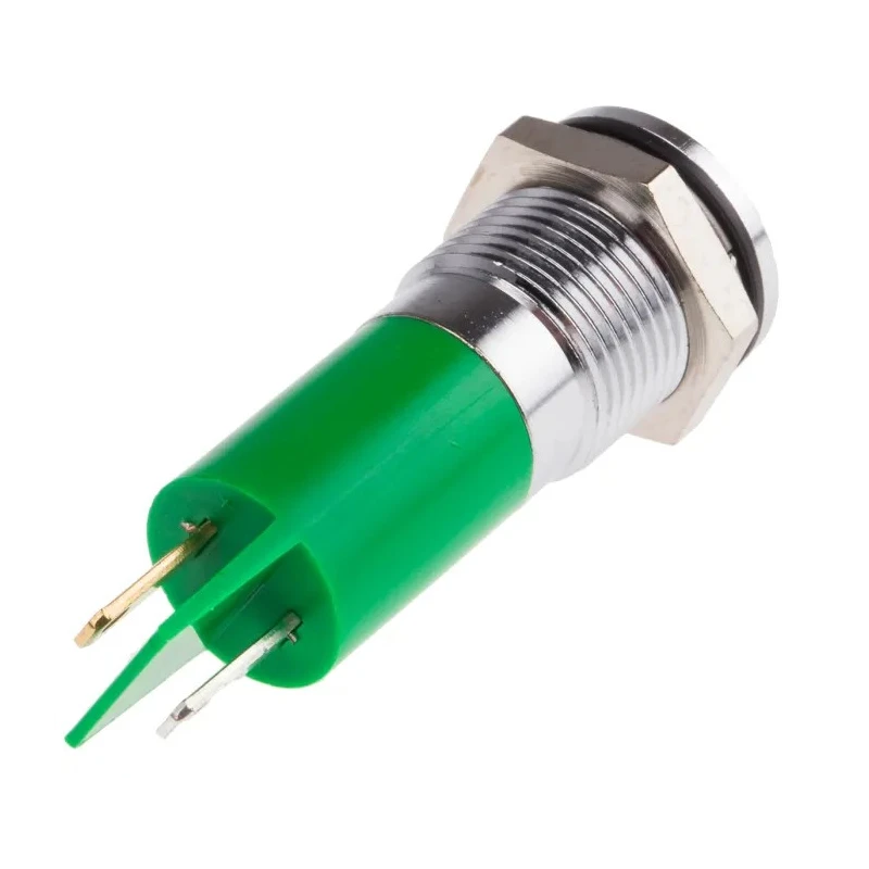 RS PRO Green Panel Mount Indicator 24V dc 20mA Solder Tab IP67 Flush Bezel 703-8838