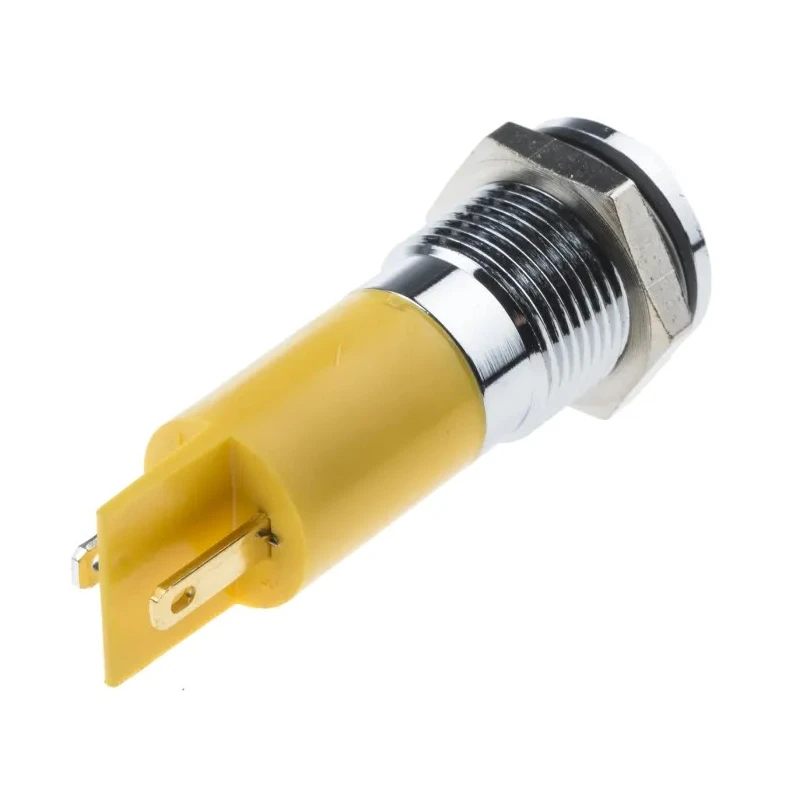 RS PRO Yellow Panel Mount Indicator 24V DC 20mA Solder Tab Termination IP67 Flush Bezel 703-8831