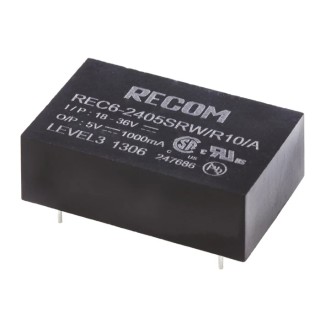 Recom DC/DC Converter REC6 5V DC Output 1A 36V DC Max Input 18V Min Input 6W Power Through Hole DIP-24 Package 