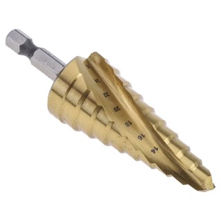 DeWALT HSS Step Drill Bit Hex Shank 6.35 mm 3-20.34 mm Diameter Titanium Finish DT5030-QZ