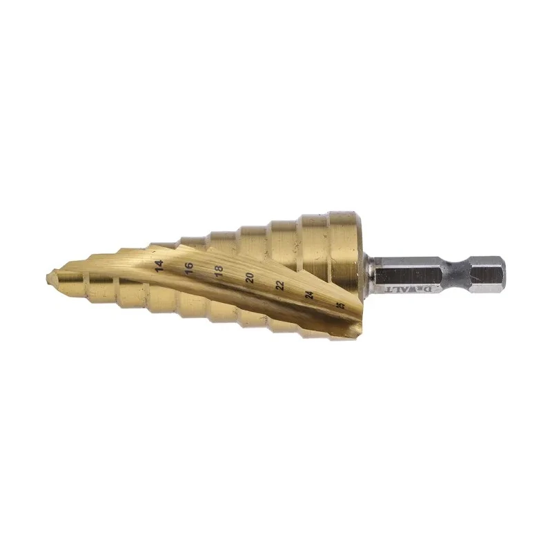 DeWALT HSS Step Drill Bit Hex Shank 6.35 mm 3-20.34 mm Diameter Titanium Finish DT5030-QZ
