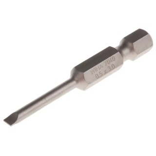 Wiha Screwdriver Bit Slotted Drive, E 6.3 (1/4 in) Tip, Chrome Vanadium Steel, 50 mm Overall Length 01790