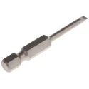 Wiha Screwdriver Bit Slotted Drive, E 6.3 (1/4 in) Tip, Chrome Vanadium Steel, 50 mm Overall Length 01790