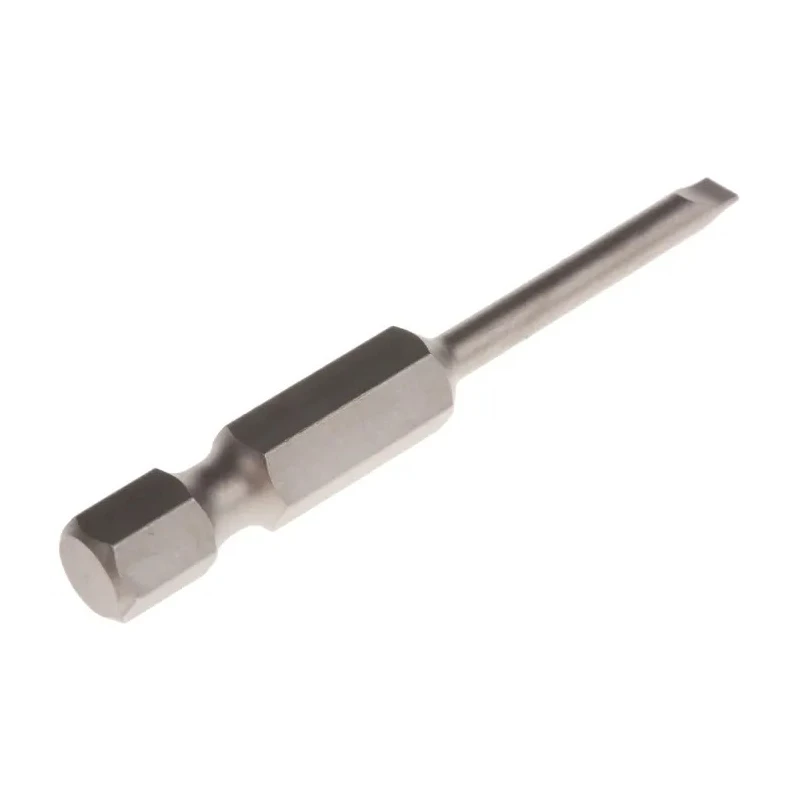 Wiha Screwdriver Bit Slotted Drive, E 6.3 (1/4 in) Tip, Chrome Vanadium Steel, 50 mm Overall Length 01790