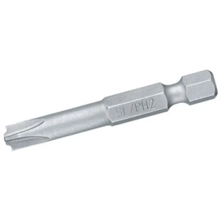 Wiha Plus Minus Screwdriver Bit, 1/4 in Drive Size, PH2 Head Size, Chrome Vanadium Steel, 50mm Overall Length 32492