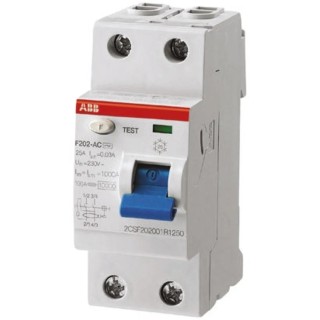 ABB Residual Current Circuit Breaker 63A 2-Pole 300 mA Type A 0.3 A 400V ac F200 Series 2CSF202101R3630 F202 A-63/0,3
