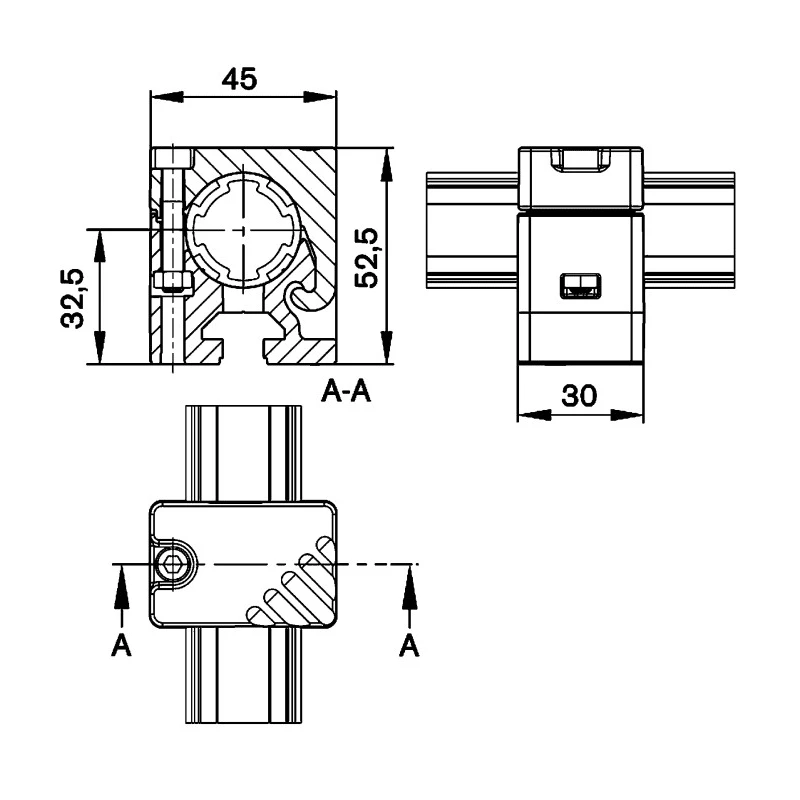 Bosch Rexroth Adapter Connecting Component Strut Profile 28 mm Groove Size D28 mm 3842541190
