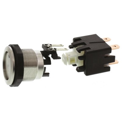 Schurter MSM LA 19 Series Illuminated Push Button Switch Latching Panel Mount 19 mm Cutout DPDT Blue LED 1241.6823.1124000