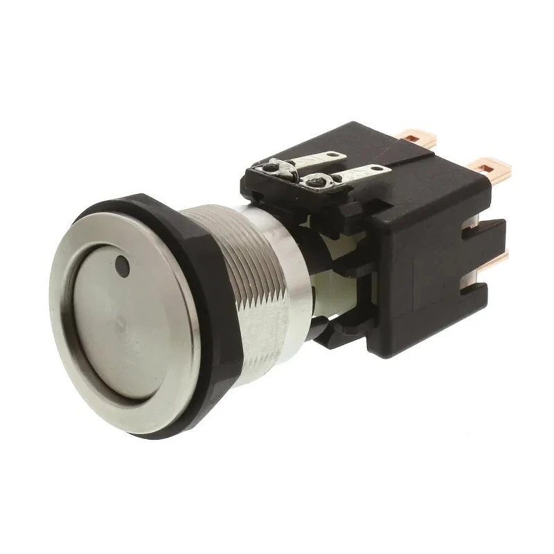 Schurter MSM LA 19 Series Illuminated Push Button Switch Latching Panel Mount 19 mm Cutout DPDT Blue LED 1241.6823.1124000