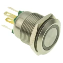 Bulgin Stainless Steel Vandal Resistant Illuminated Momentary Push Button Switch, Panel Mount, 19.2 mm Cutout, SPST MPI002