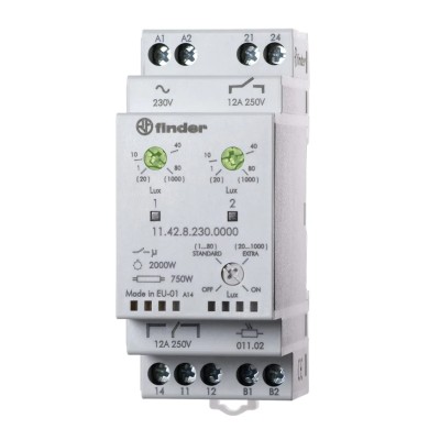 Finder Timer Light Switch 2-Channel 230V AC with SPDT Contacts Series 11 11.42.8.230.0000
