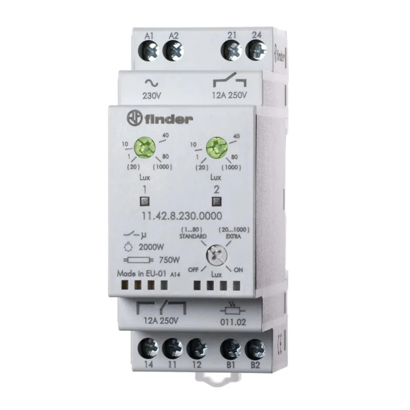 Finder Timer Light Switch 2-Channel 230V AC with SPDT Contacts Series 11 11.42.8.230.0000