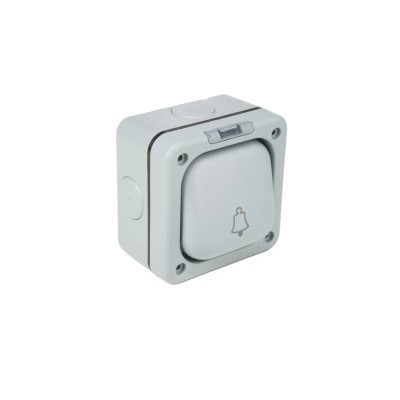 MK Electric Grey 2 Way Push Button Light Switch 1 Gang, Polycarbonate, IP65, 10A, Masterseal K56407GRY