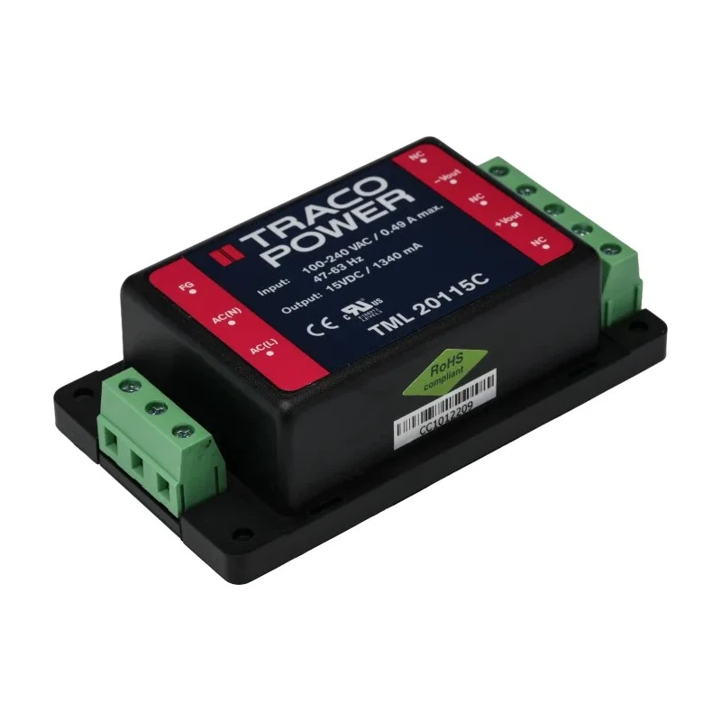 TRACOPOWER TML 20115C Switching Power Supply 15V DC 20W Chassis Mount 90-264V AC 1.34A Output 155g Taiwan