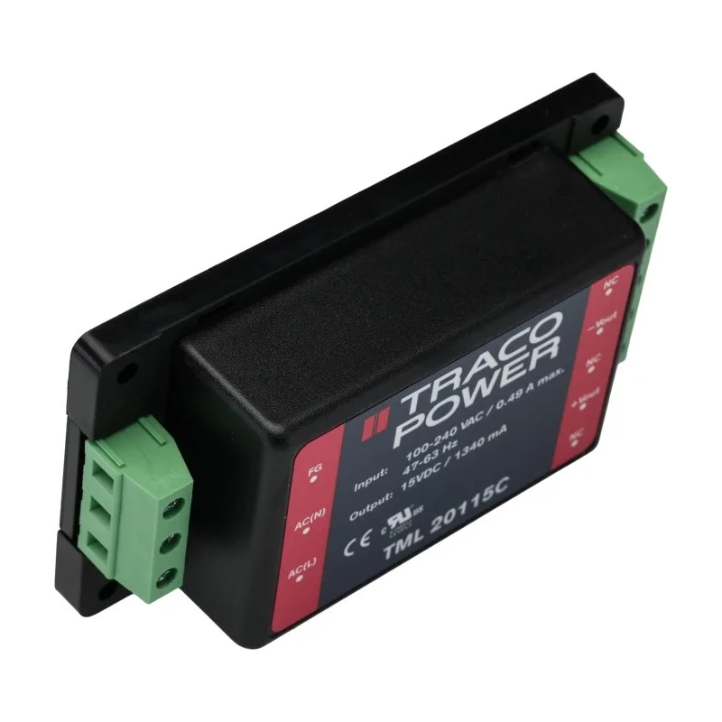 TRACOPOWER TML 20115C Switching Power Supply 15V DC 20W Chassis Mount 90-264V AC 1.34A Output 155g Taiwan