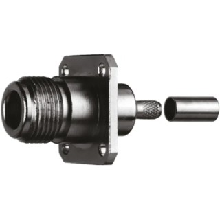 Telegartner N Series Coaxial Connector Panel Mount Female N Connector, 50 Ω, Straight Body Crimp J01021A0152