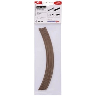 HellermannTyton Heat Shrink Tubing Brown 1.5 mm Sleeve Dia. x 200 mm Length 3:1 Ratio 308-30163 HIS-3-BAG-1.5/0.5-PO-X-BN