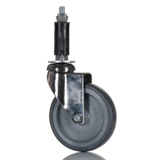 RS PRO Swivel Castor with Rubber Wheel, 100 mm Diameter, 60 kg Load Capacity, Chrome Frame, Model 712-4879