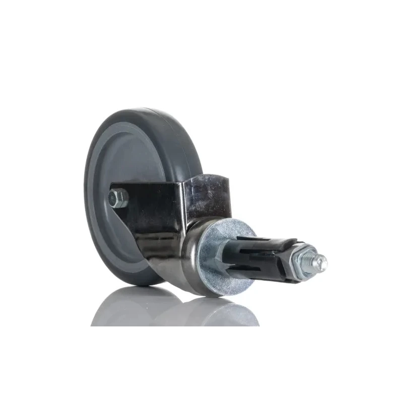 RS PRO Swivel Castor with Rubber Wheel, 100 mm Diameter, 60 kg Load Capacity, Chrome Frame, Model 712-4879