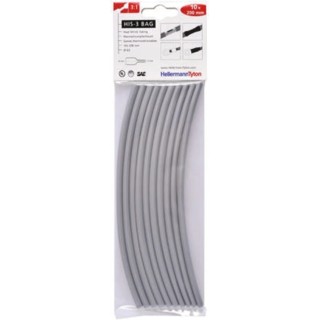 HellermannTyton Heat Shrink Tubing Grey 6 mm Sleeve Diameter x 200 mm Length 3:1 Shrink 308-30613 HIS-3-BAG-6/2-PO-X-GY