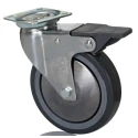 RS PRO Braked Swivel Castor, 60 kg Load Capacity, 100 mm Rubber Wheel Diameter, Overall Height 129 mm, 4 Fixing 712-4872