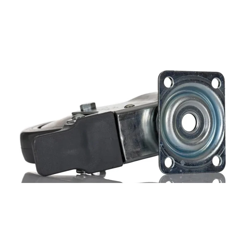 RS PRO Braked Swivel Castor, 60 kg Load Capacity, 100 mm Rubber Wheel Diameter, Overall Height 129 mm, 4 Fixing 712-4872