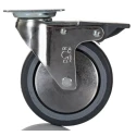 RS PRO Braked Swivel Castor, 60 kg Load Capacity, 100 mm Rubber Wheel Diameter, Overall Height 129 mm, 4 Fixing 712-4872