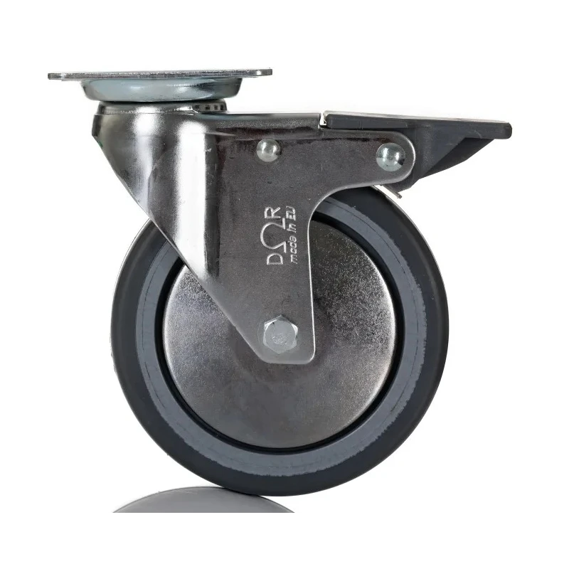 RS PRO Braked Swivel Castor, 60 kg Load Capacity, 100 mm Rubber Wheel Diameter, Overall Height 129 mm, 4 Fixing 712-4872