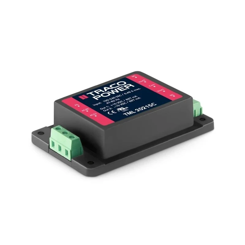 TRACOPOWER Switching Power Supply 2 Output 15V DC 20W 264V AC Chassis Mount TML 20215C
