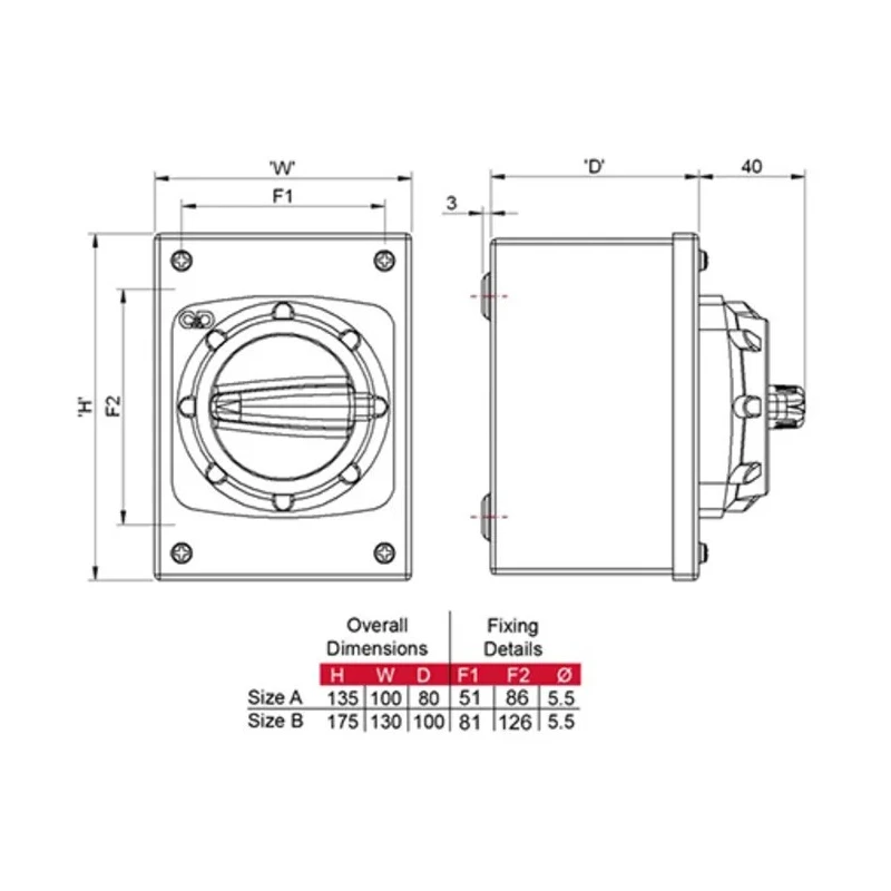 Craig & Derricott 3-Pole Base Isolator Switch IP65, 25A, 15 kW 