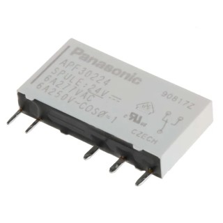 Panasonic Power Relay PCB Mount SPDT, 24V DC Coil Voltage, 6A Switching Current APF30224