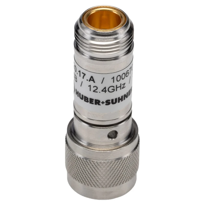 Huber+Suhner RF Attenuator Straight Type N Male to Type N Female 0.8 dB Attenuation 4–12.4 GHz 6820.17.A