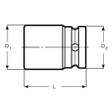 Bahco Industrial Grade 17.46 mm 19.05 mm Square Drive Hexagon Impact Socket, Alloy Steel, Black Finish, 51mm K8901Z-11/16