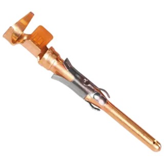 TE Connectivity Type III Series Male Crimp Terminal, 18 AWG Min Crimp, 14 AWG Max, Brass Contact with Gold Plating 66602-2