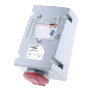Amphenol Industrial Wall Mount Residual Current Device 16A 415V Thermoplastic Enclosure IP44 Red 3P+N+PE Critical & Safe IP44