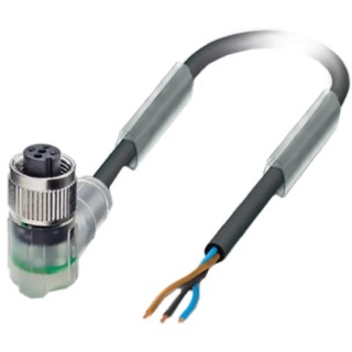 Phoenix Contact 3 Way Right Angle to Female 3 Way M12 Sensor Actuator Cable 24V 1.5m 1694392