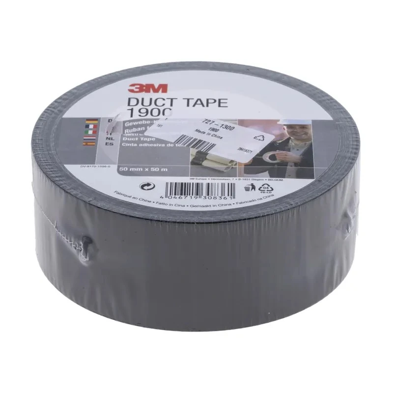3M Black 50mm x 50m Polyethylene Cloth Backing Rubber Adhesive Duct Tape 1900