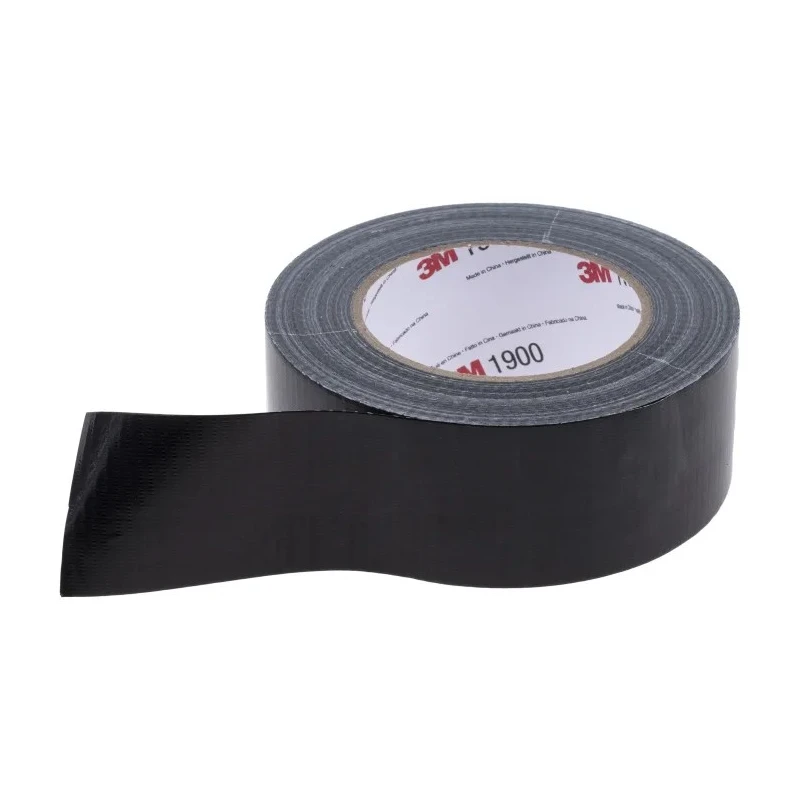 3M Black 50mm x 50m Polyethylene Cloth Backing Rubber Adhesive Duct Tape 1900