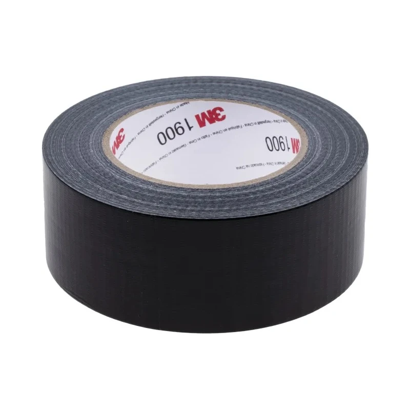 3M Black 50mm x 50m Polyethylene Cloth Backing Rubber Adhesive Duct Tape 1900