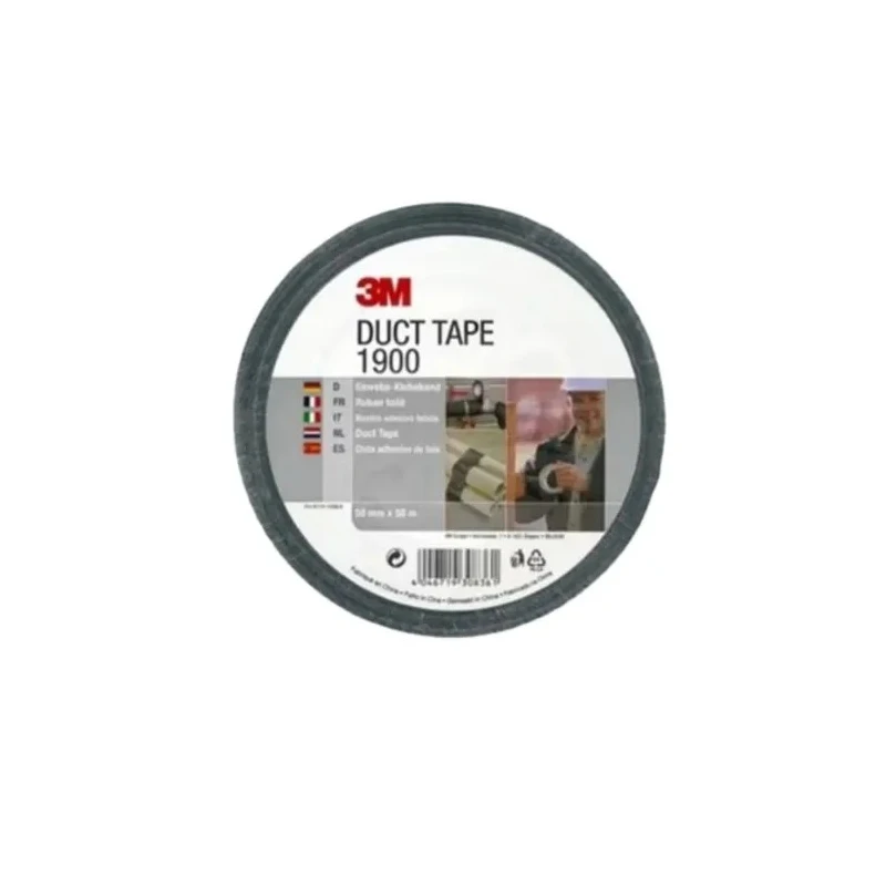 3M Black 50mm x 50m Polyethylene Cloth Backing Rubber Adhesive Duct Tape 1900