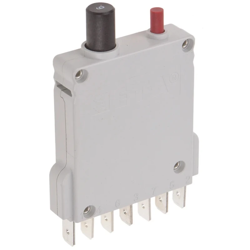 ETA Thermal Magnetic Circuit Breaker Panel Mount 1-Pole 6A Current Rating 250V AC 65V DC 1000A Breaking 3600-P10-Si-6A