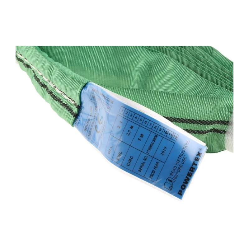 RS PRO 2.5 m Green Lifting Sling Round Polyester Material Safe Working Load 2 t 729-2997
