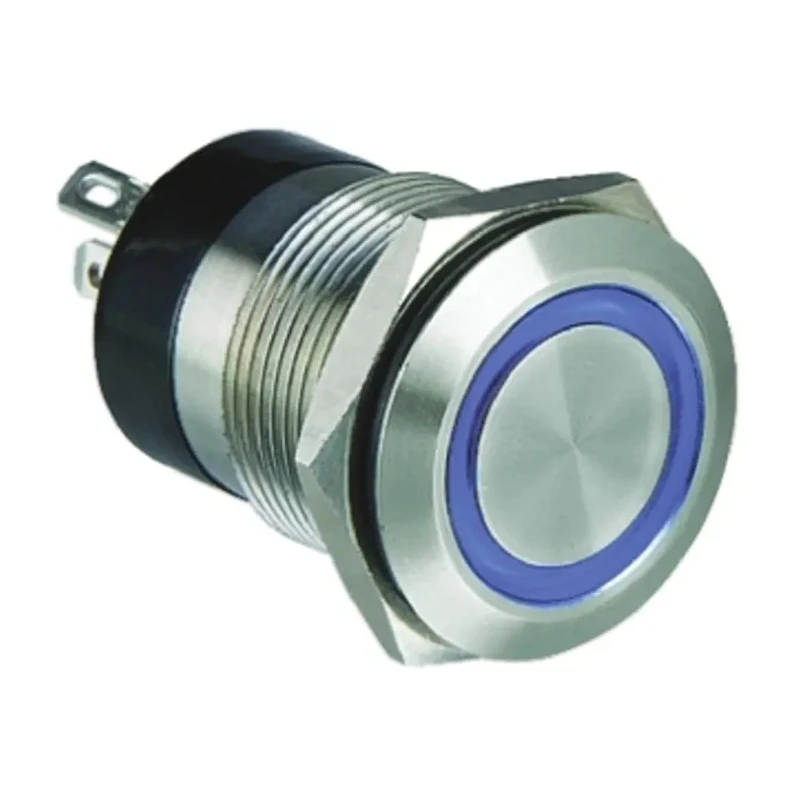 Bulgin Illuminated Momentary Push Button Switch Panel Mount SPST Blue LED IP66 24 V dc MPI002