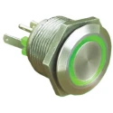 Bulgin Illuminated Push Button Switch Panel Mount Momentary SPST Green LED IP66 19.2 mm Cutout MPI002