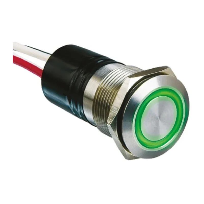 Bulgin Illuminated Push Button Switch, Momentary, Panel Mount, 19.2 mm Cutout, SPST, Green LED, IP66, 50 V dc MPI002