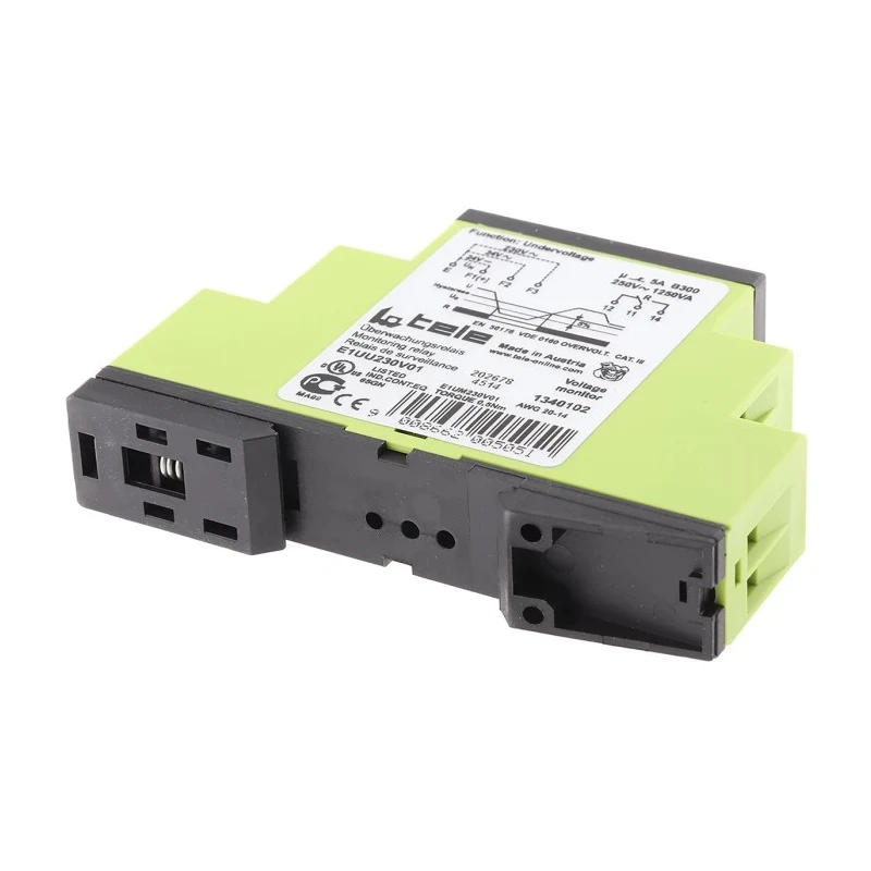Tele Monitoring Relay, 1 Phase, SPDT, DIN Rail Mount, 24V AC/DC, 8A Contact Current E1UU230V01