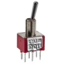 RS PRO Toggle Switch PCB Mount On-None-On DPDT Through Hole Terminal 26 V dc 112 V ac 734-7025