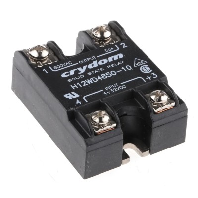 Crydom Solid State Relay Panel Mount 50A Load 660Vrms Load, 32V DC Control H12WD