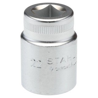 STAHLWILLE 1/2 in Drive 22 mm 12 Point Square Socket Chrome Finish 42mm Overall Length 03010022